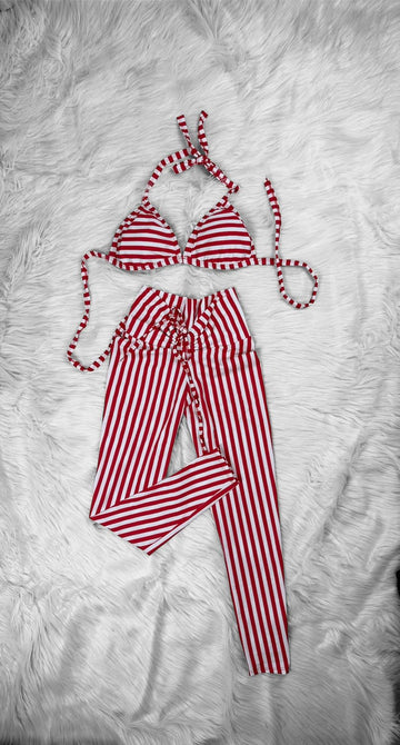 Conjunto rayas rojas